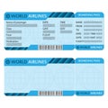 Airline or plane ticket template. Boarding pass blank and airplane ticket. Vector illustration Royalty Free Stock Photo